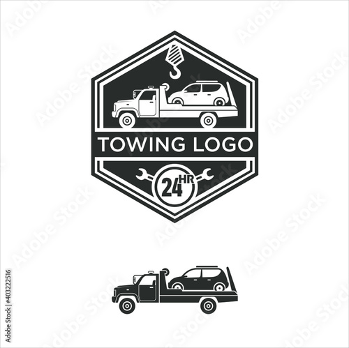 towing logo service, logo template, vector art.