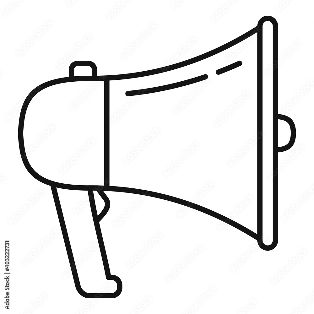 Megaphone pr specialist icon. Outline megaphone pr specialist vector icon for web design isolated on white background Megaphone pr specialist icon. Outline megaphone pr specialist vector icon for web design isolated on white background