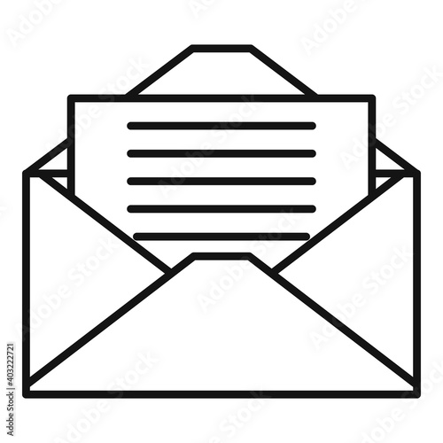 Pr mail letter icon. Outline pr mail letter vector icon for web design isolated on white background