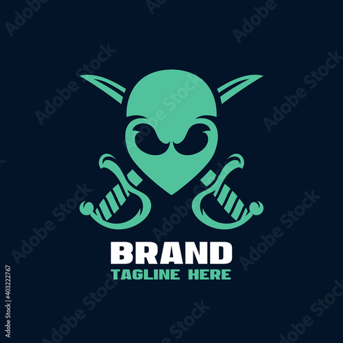 Modern alien pirate mascot logo