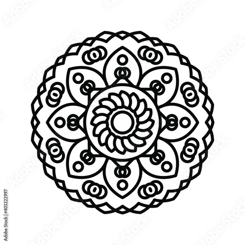 mandala on white background. Flower Mandala. Flower icon trendy design template. Abstract mandala graphic design.