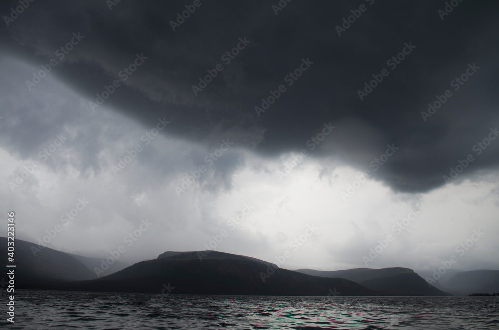 Thunderstorm over the lake. Mystic Seydozero, Murmansk region