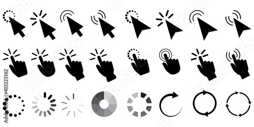 Set cursors loading, great design for any purposes. Social icon. Digital communication. Computer technology. Stock image. EPS 10.