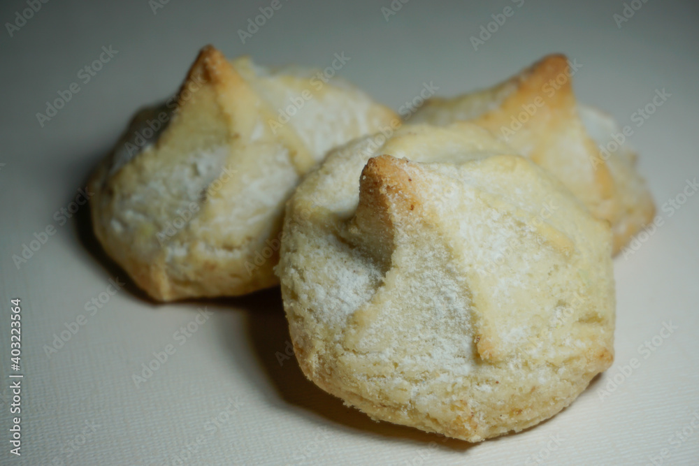 Close up of scrumptious trio of raspberry tea cookies. Selective focus. Close up of scrumptious trio of raspberry tea cookies. Selective focus.