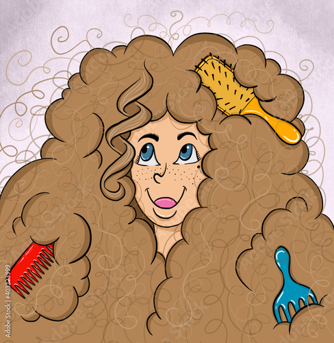 curly girl with combs