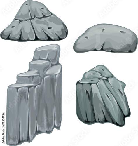 Set of stones. Cartoon vector illustration.