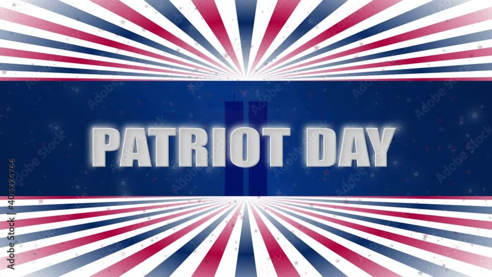 4K video for american Patriot Day celebration. A 3d wall in the colors of the USA flag with stars floating. 