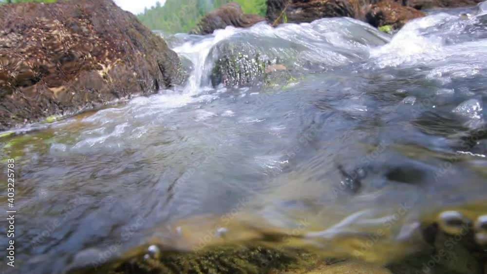 Underwater view of the waterfalls on the Kolpa (Kupa) River between Croatia and Slovenia Underwater view of the waterfalls on the Kolpa (Kupa) River between Croatia and Slovenia