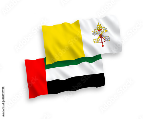 Flags of Vatican and United Arab Emirates on a white background