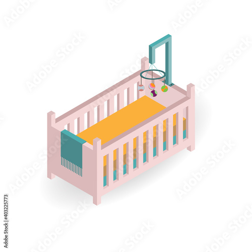 illustration about bassinet in vector for newborn or childhood in cute furniture in bedroom for baby