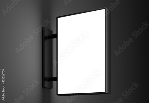 Blank rectangle light box sign mockup with copy space