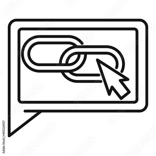Chat backlink strategy icon. Outline chat backlink strategy vector icon for web design isolated on white background