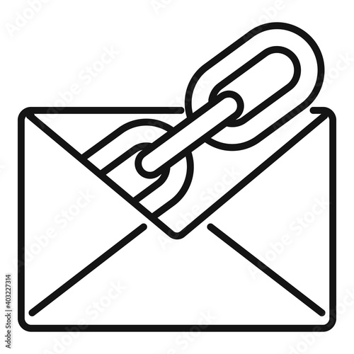Mail backlink strategy icon. Outline mail backlink strategy vector icon for web design isolated on white background