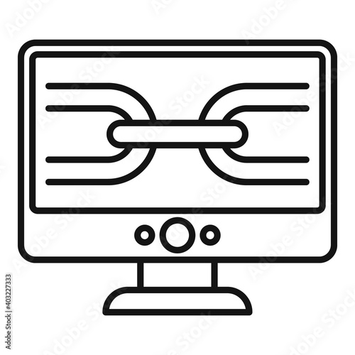 Computer backlink strategy icon. Outline computer backlink strategy vector icon for web design isolated on white background