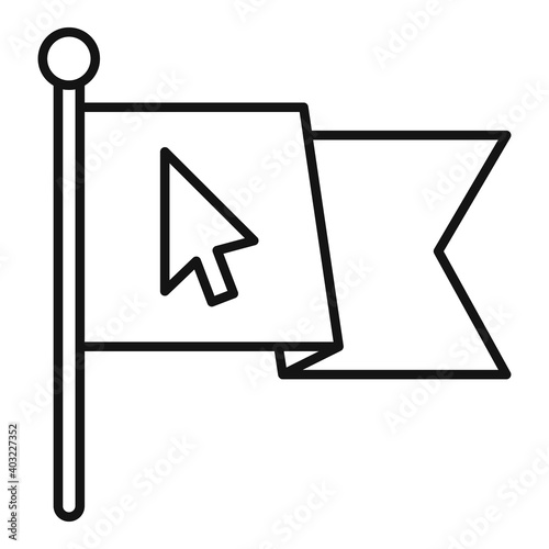 Flag backlink strategy icon. Outline flag backlink strategy vector icon for web design isolated on white background