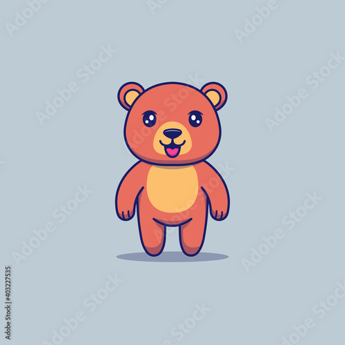 Cute happy bear standing alone