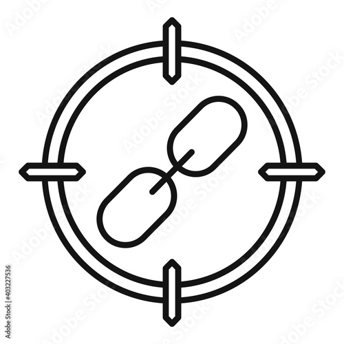 Aim backlink strategy icon. Outline aim backlink strategy vector icon for web design isolated on white background
