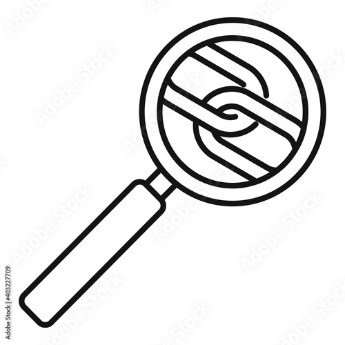 Links magnifier icon. Outline links magnifier vector icon for web design isolated on white background