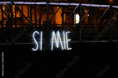 Amazing close up of the text si mieClose up of si mie