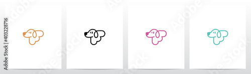 Letter Shaped Dog Letter Logo Design F