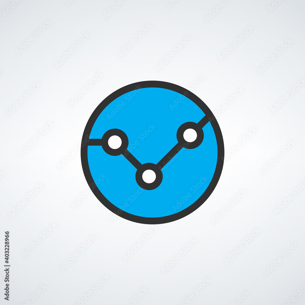 Graph icon. Business analytics chart symbol. Colored circle button. Stock Vector illustration isolated on white background. Graph icon. Business analytics chart symbol. Colored circle button. Stock Vector illustration isolated on white background.