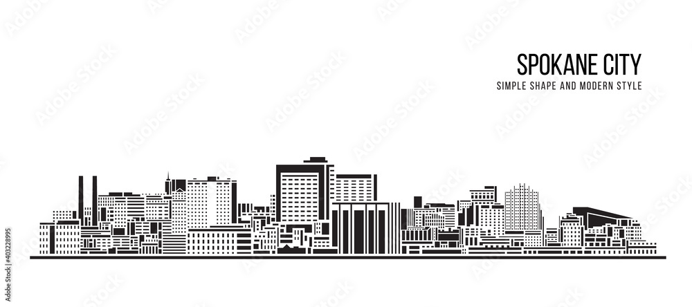Cityscape Building Abstract Simple shape and modern style art Vector design - Spokane city