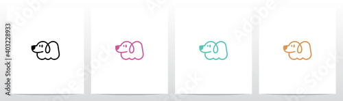 Letter Shaped Dog Letter Logo Design M