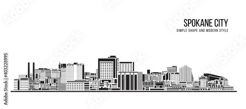 Cityscape Building Abstract Simple shape and modern style art Vector design - Spokane city