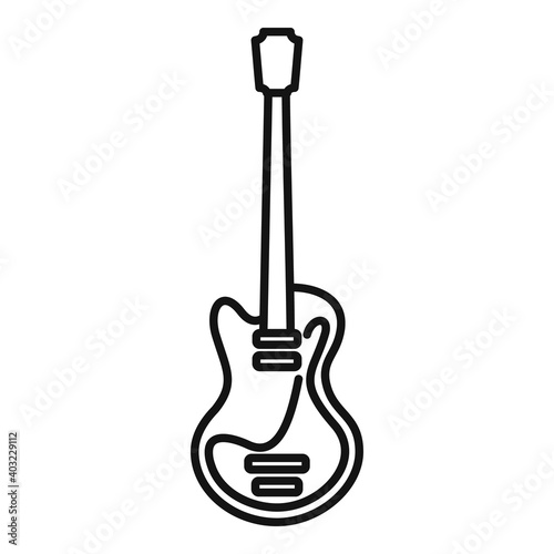 Music guitar icon. Outline music guitar vector icon for web design isolated on white background