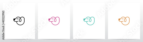Letter Shaped Dog Letter Logo Design U