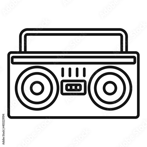 Boombox icon. Outline boombox vector icon for web design isolated on white background