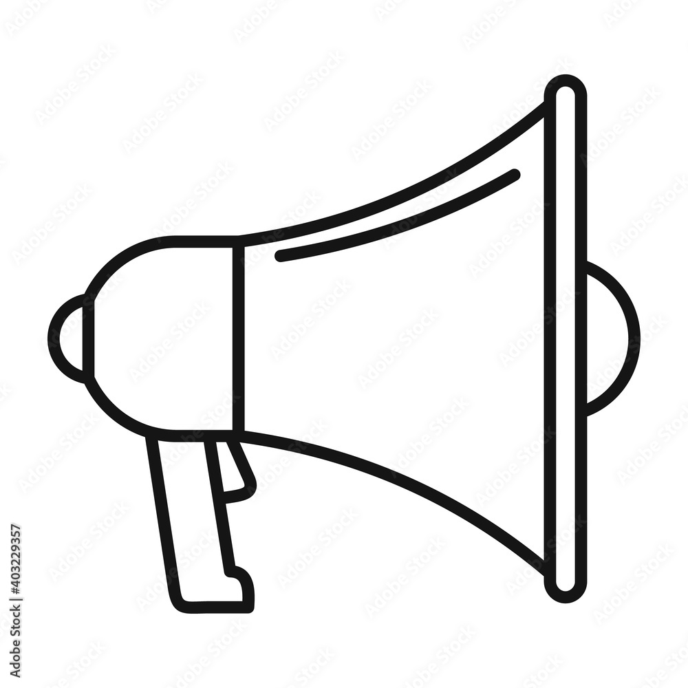 Speaker megaphone icon. Outline speaker megaphone vector icon for web design isolated on white background Speaker megaphone icon. Outline speaker megaphone vector icon for web design isolated on white background