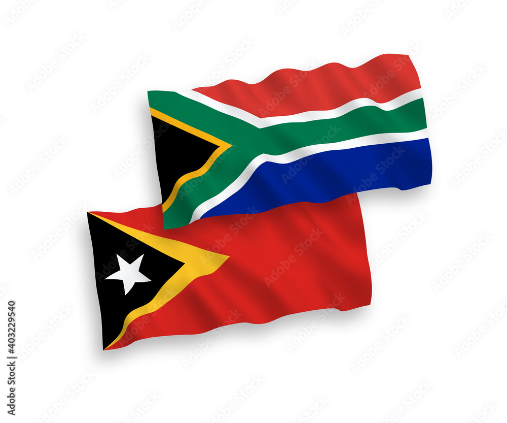 Flags of East Timor and Republic of South Africa on a white background Flags of East Timor and Republic of South Africa on a white background