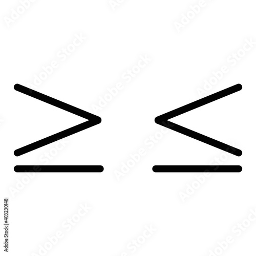 math sign inequality icon vector greater than or equal to and less than or equal to symbol