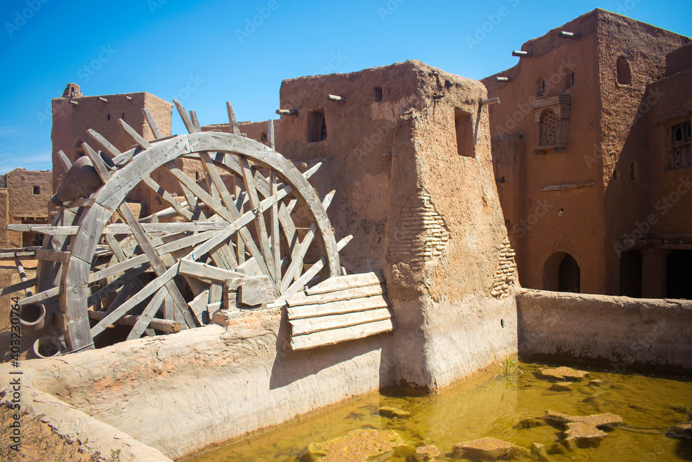 Old City. Clay houses. Houses made of wood. City of nomads Tatar-Mongols. Tatar-Mongol yoke. Movie scenery. Eastern city. Travels. Construction.
