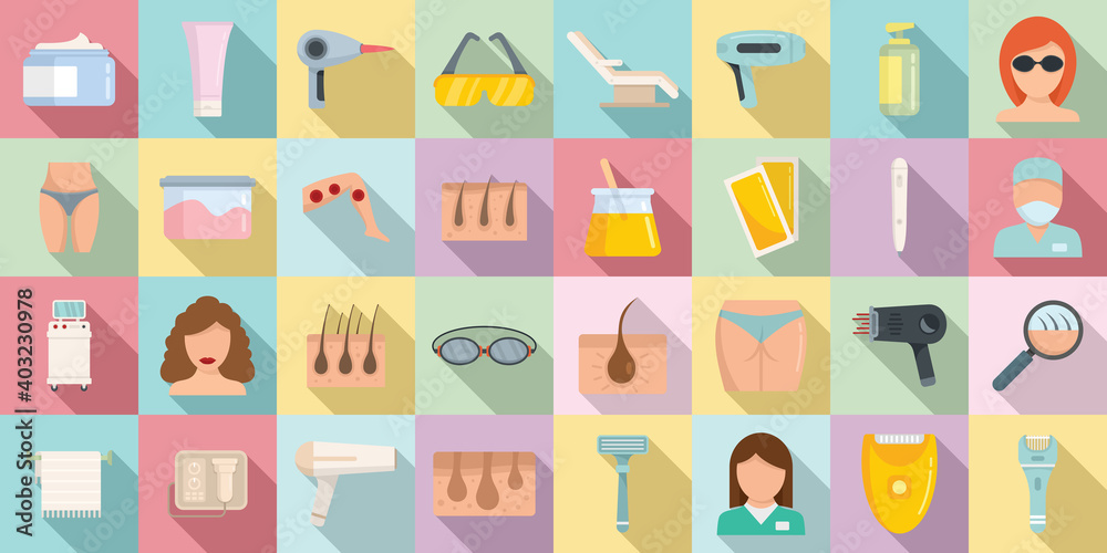 Laser hair removal icons set. Flat set of laser hair removal vector icons for web design Stock Vector | Adobe Stock Laser hair removal icons set. Flat set of laser hair removal vector icons for web design Stock Vector | Adobe Stock
