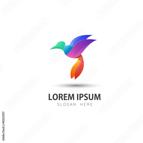 Colorful bird illustration logo template  © Firdausartwork