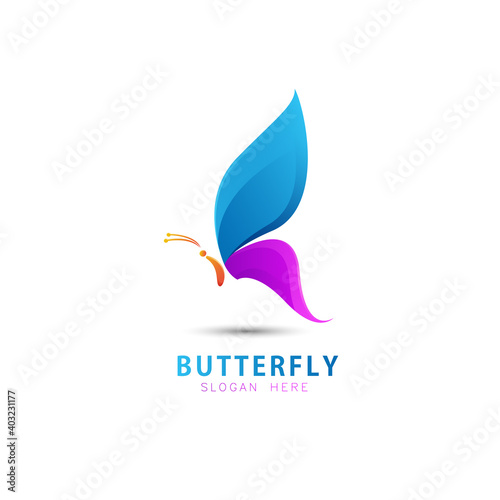 Colorful butterfly illustration logo template 