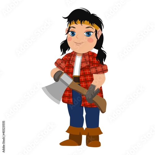 Lumberjack woman icon. Cartoon of lumberjack woman vector icon for web design isolated on white background