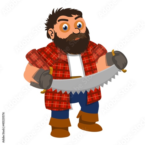 Lumberjack two hand saw icon. Cartoon of lumberjack two hand saw vector icon for web design isolated on white background