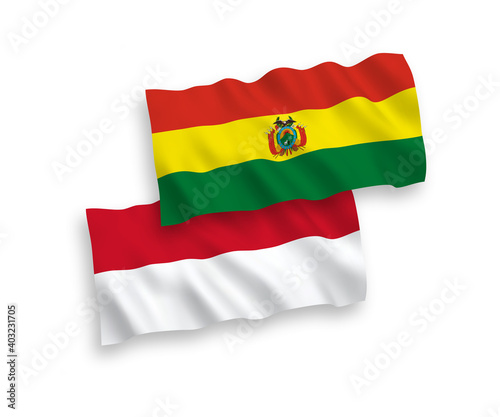 Flags of Indonesia and Bolivia on a white background