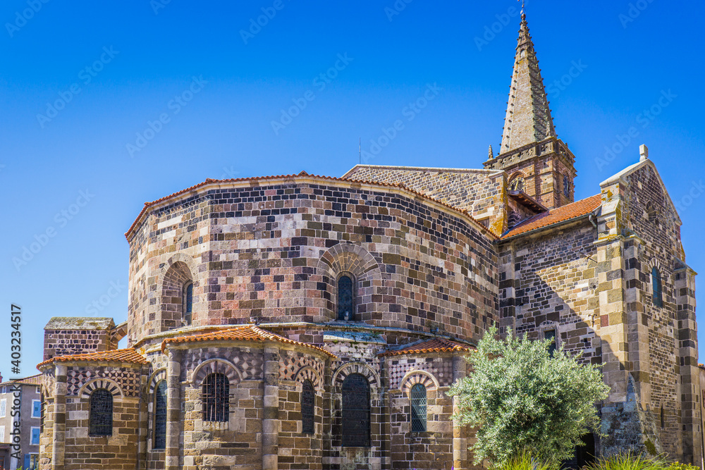 The 11th century romanesque church of the small town of Saint Paulien, in Auvergne (France)