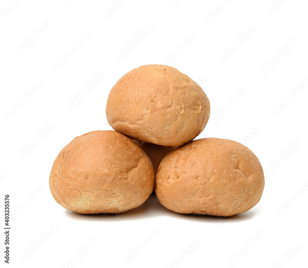 baked round bun isolated on white background baked round bun isolated on white background