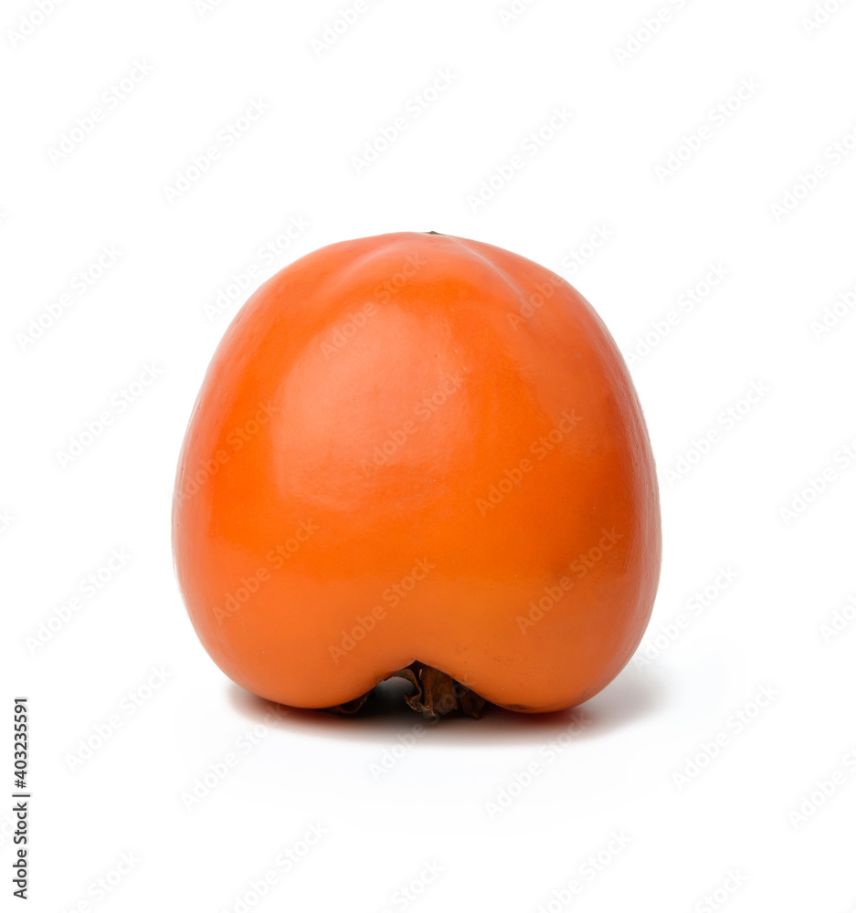 round ripe persimmon isolated on white background round ripe persimmon isolated on white background