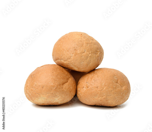baked round bun isolated on white background