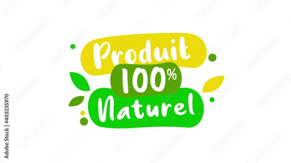produit 100% naturel, vecteur animation