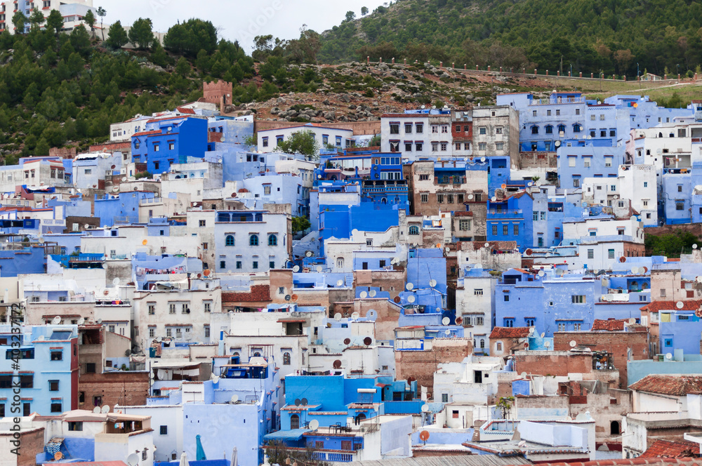 The blue city Chefchaouen / City view of the blue city Chefchaouen, Morocco, Africa.