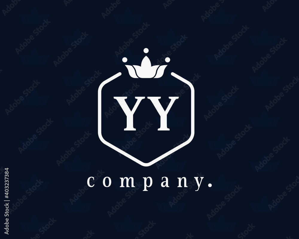 Premium YY Monogram of Two letters Y and Y. Elegant initials and crown geometric retro graphic logo design. Stock illustration for book design, brand name, business card, restaurant, boutique, hotel. Premium YY Monogram of Two letters Y and Y. Elegant initials and crown geometric retro graphic logo design. Stock illustration for book design, brand name, business card, restaurant, boutique, hotel.
