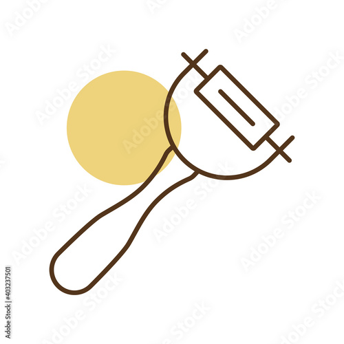 Peeler vector icon. Potato peeler sign