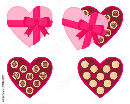 Heart-shaped pink box of chocolates for Valentine's Day.
